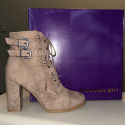 Madden Girl Klaim Taupe Suede Booties- Size 7