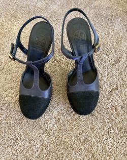 Tory Burch Satin & Suede T-Strap Pumps - Great Condition!