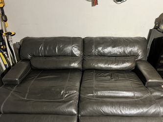 Dark Brown Leather Reclining Couch 
