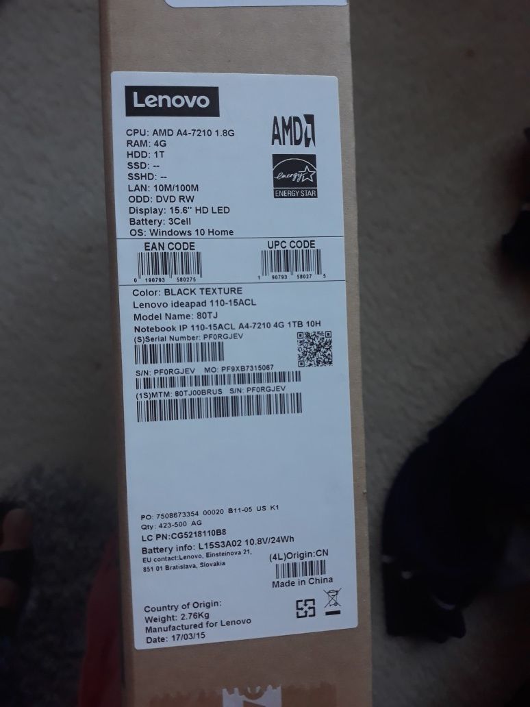 Brand new Lenovo laptop 15.6