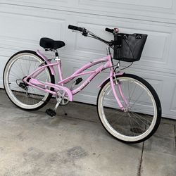 Beautiful Shimmery Pink 7 Speed Aluminum Frame Sun Beach Cruiser Bike