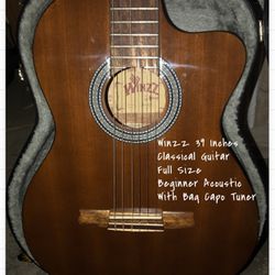 WINZZ 39 Inches Classical Guitar Full Size Beginner Acoustic
