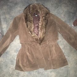 Very nice large leather Suede fur coat only $30 firm