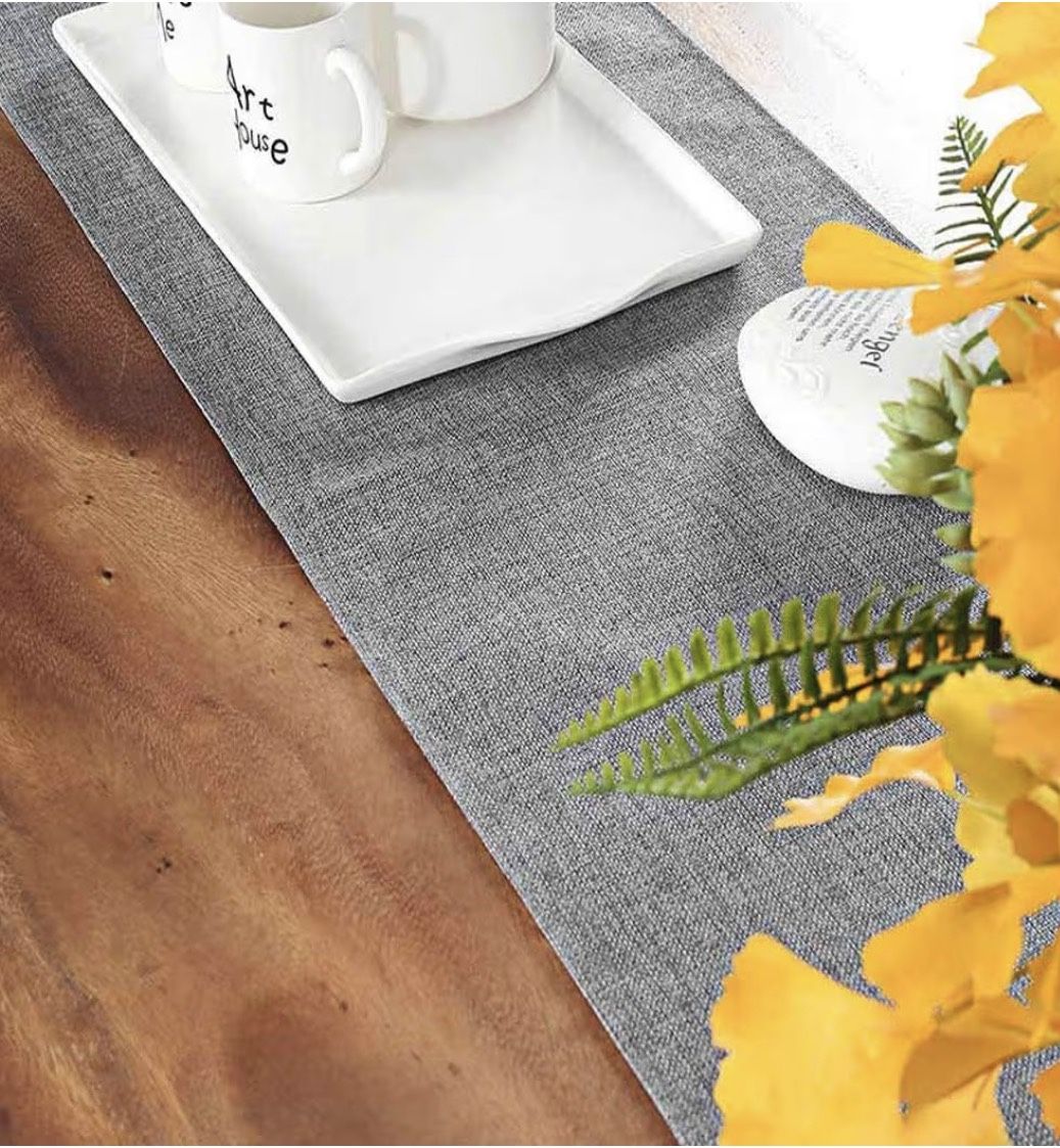 Rustic Grey Burlap Table Runner - 6ft (set of 2)
