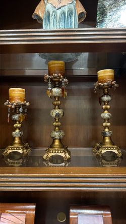 Crystal Candlestick Holders Set of 3