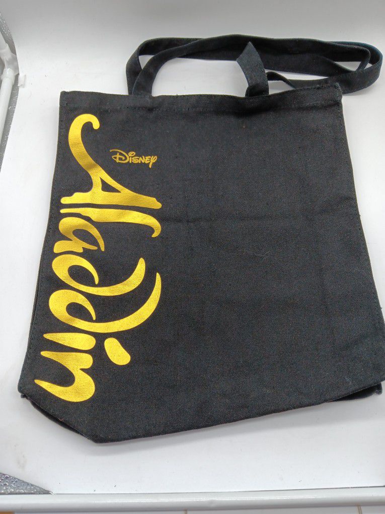 Disney Aladdin black and gold canvas tote bag. 