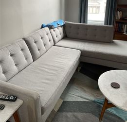 Gray West Elm Mid Century Modern 2pc Sectional Sofa 