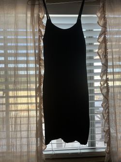 Black Knit Spaghetti Straps Dress