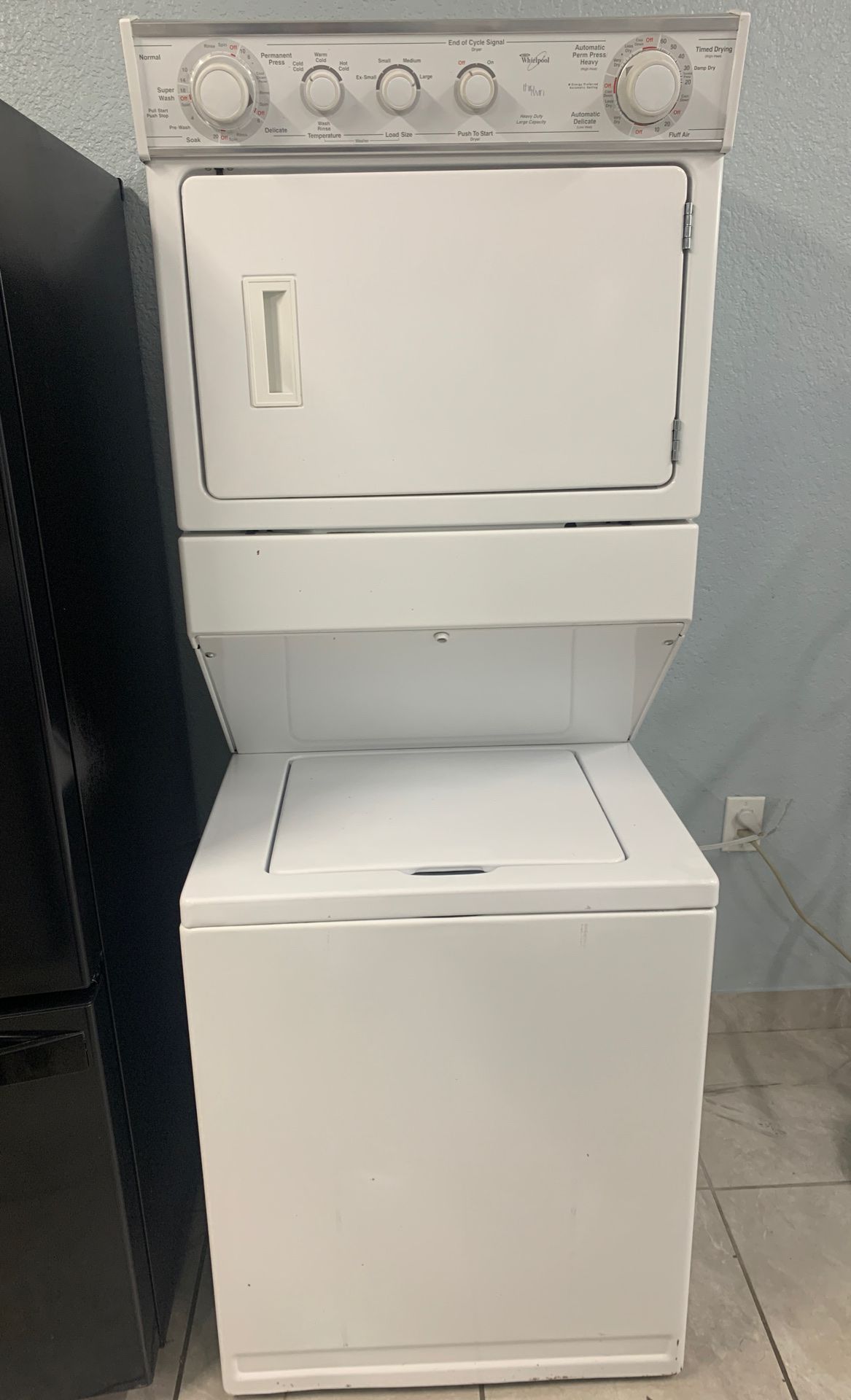 Large capacity stackable washer and dryer set