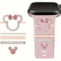 Minnie Mouse Metal Charms Compatible With Apple Watch Band Rose Gold