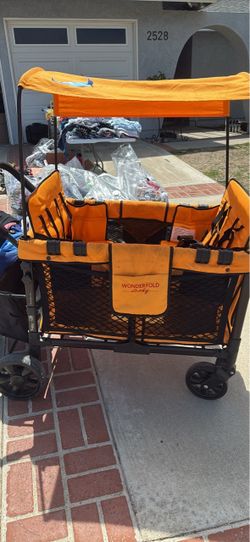 WonderFold W4 4-Seater Stroller Wagon – Orange
