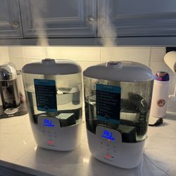 2x HoMedics Ultrasonic Humidifiers – Warm & Cool Mist (Like New)