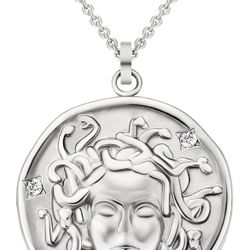 Circle Vintage Coin Pendant Necklace, 18K Gold Plated 1.4mm Adjustable for Men & Women（16+2 inches ）