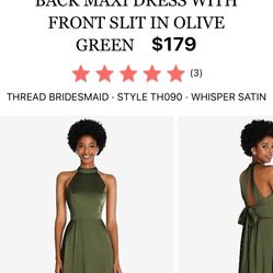 Dessy Bridesmaid Olive Green Dress