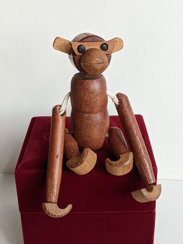 Vintage Viking Japan Wooden Jointed Monkey