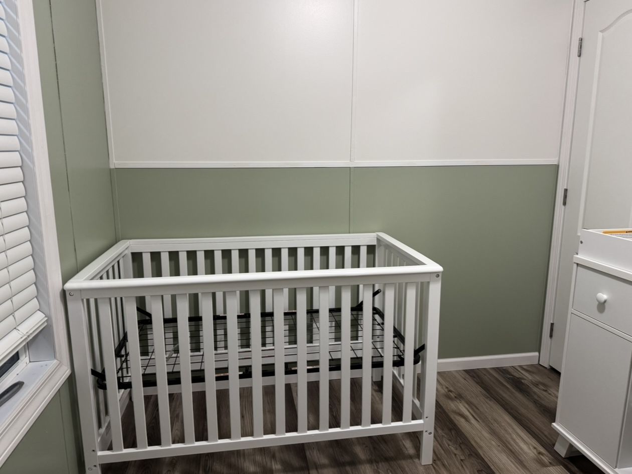 White Crib , Mattress And Satin Sheets For Sale 