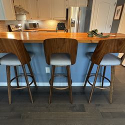 Set of 3 Bar Stools - Zuo Modern 