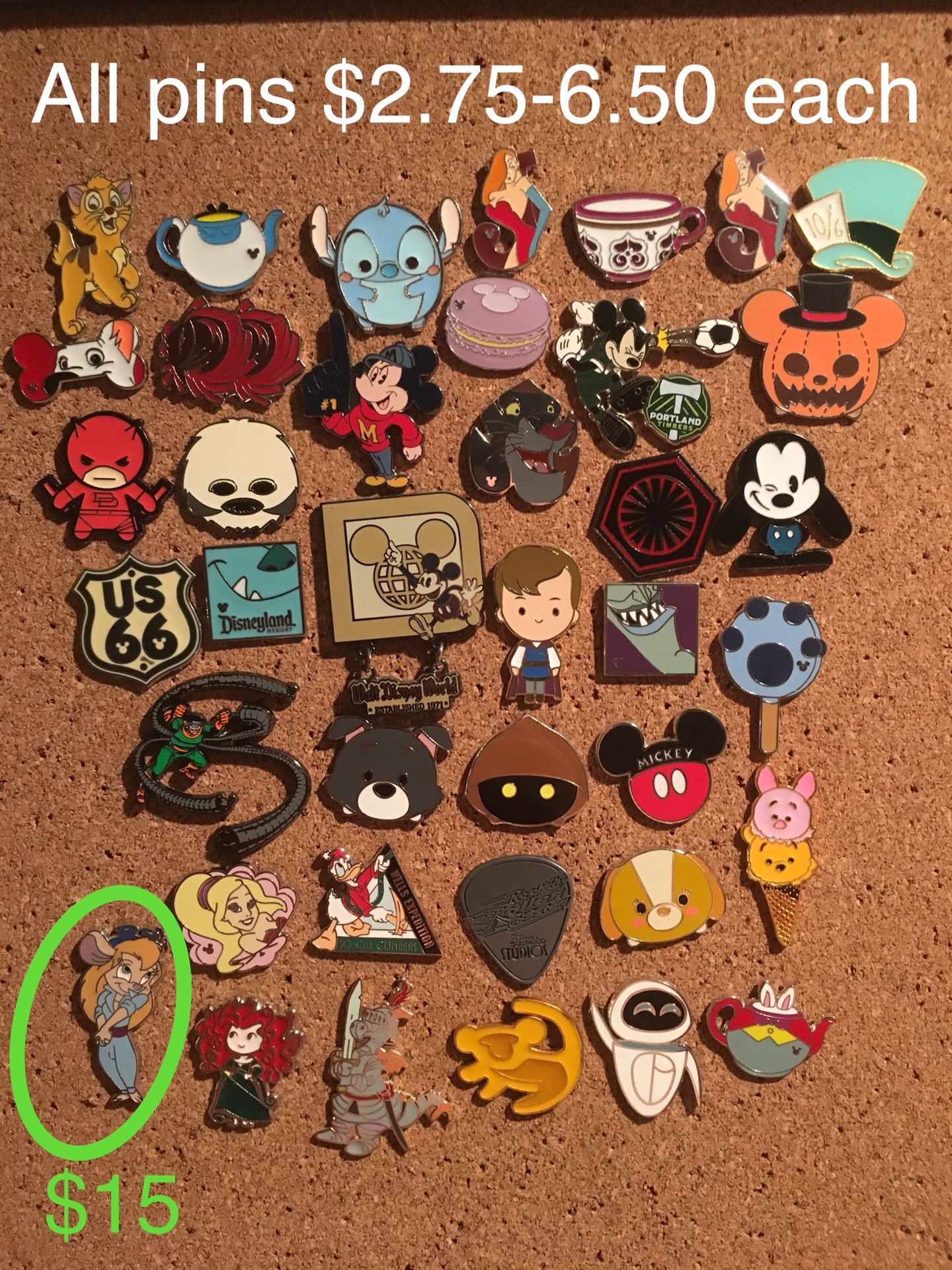 Disney Pins Disneyland Walt Disney World Pixar Princess Marvel Star Wars Tsums Mickey Mouse & More