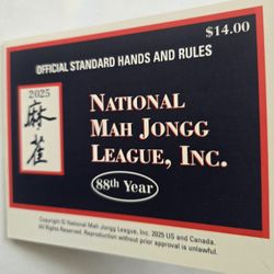 NATIONAL Mahjong League  Small ORIGINAL  2025  New CARD Msrp 14