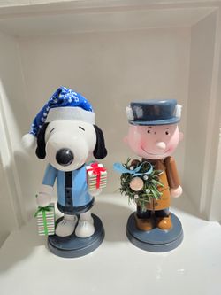 New Peanuts Charlie Brown and Snoopy Wooden Nutcrackers BOTH FOR $30