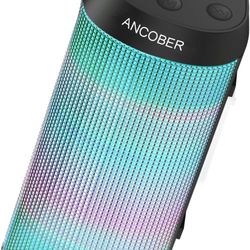 Bluetooth Speaker, Portable Wireless, HD Stereo Sound with Cool LED Lights, TWS Surround Dual Pairing, BT 5.3/AUX, for Outdoor Camping Party Home, Gif