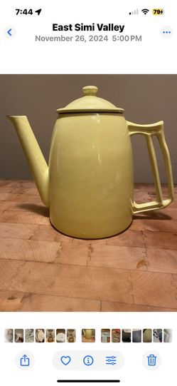 Yellow Cast Iron Coffee/Tea Pot MCM made In Belgium 
