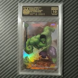 Hulk foil Camon Avengers 2014 card Disney Marvel GRADED GEM MINT 10 POP 1