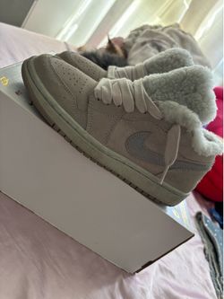 Grey fuzzy Jordan ones