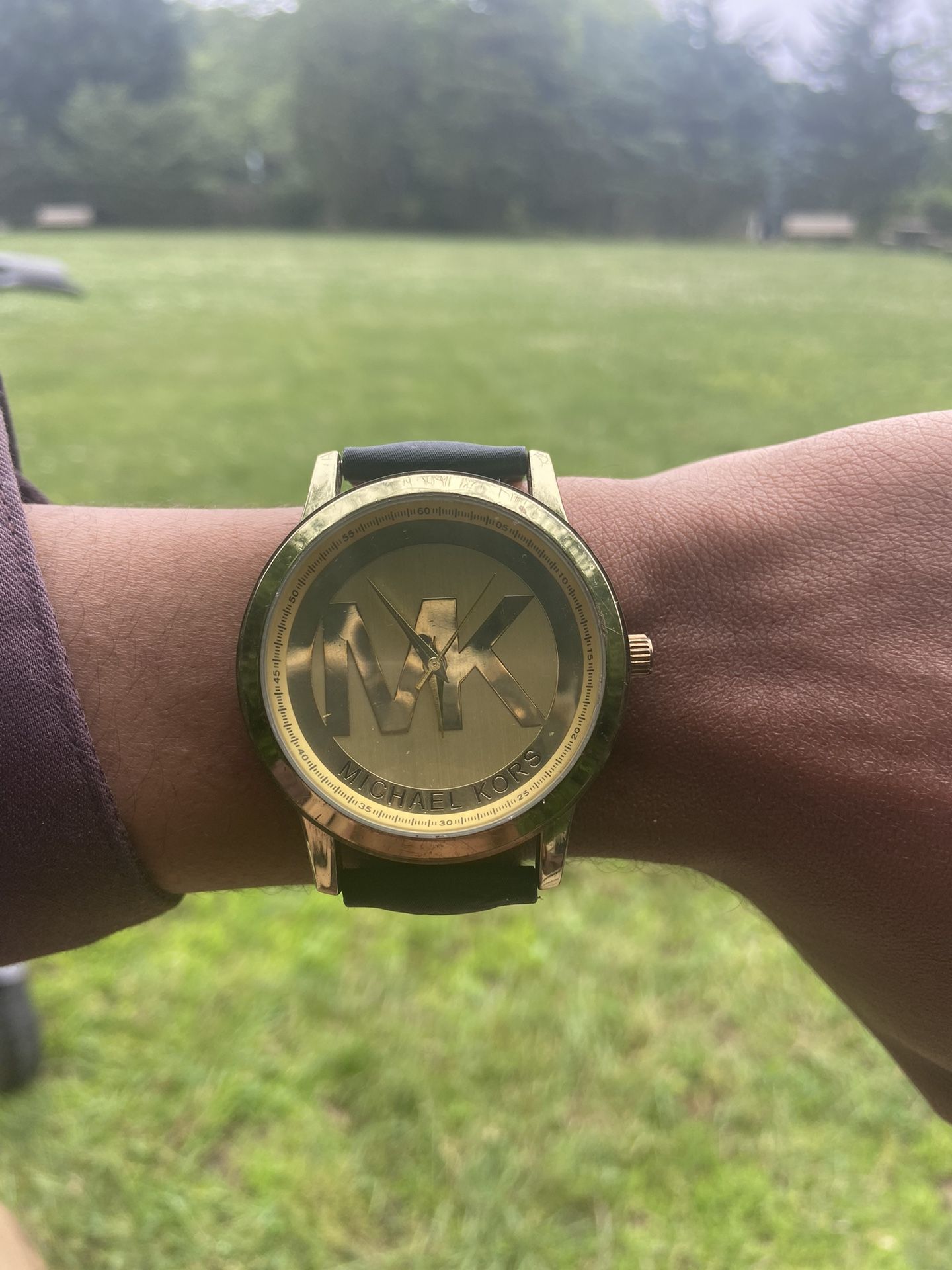 Michael Kors Watch Gold Tone Logo Dial Working Analog Casual Luxury Watch Used