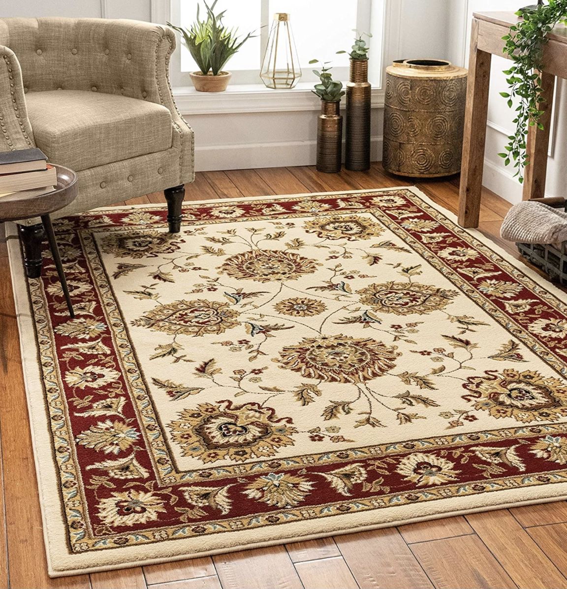 Ivory Persian Floral Oriental  Area Rug 