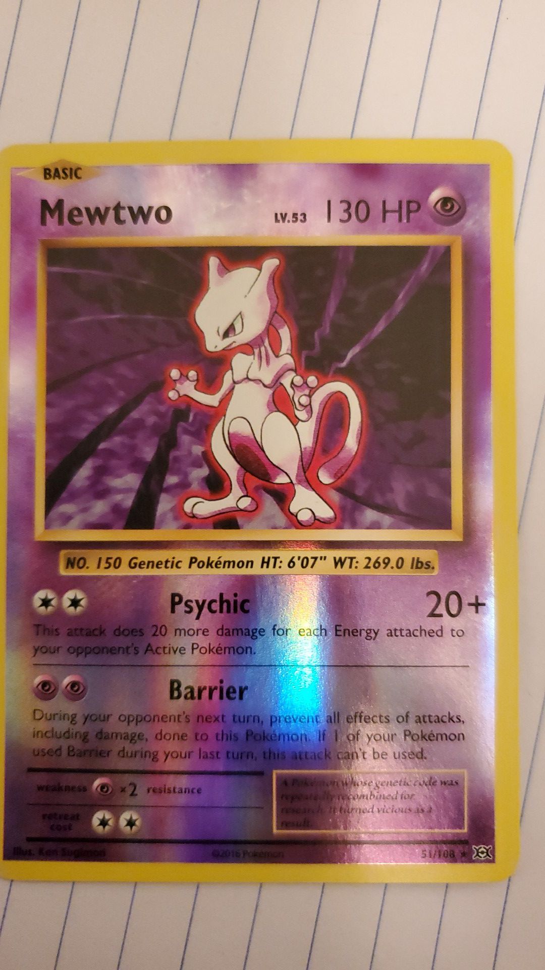 Pokemon card 2016 Mewtwo 130 HP