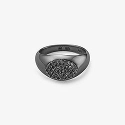 MICHAEL KORS Black Rhodium-Plated Sterling Silver Pavé Signet Ring.
