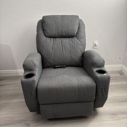 Gray Massage Swivel Recliner NEW