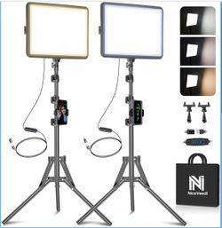 2-Pack LED Video Light Kit, NiceVeedi Studio Light, 2K Dimmable Photography Lighting Kit with Tripod Stand&Phone Holder, 73" Stream Light for 
