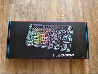 WOTIMILON: Wireless Typewriter Keyboard Mechanical TKL, 2.4G/BT5.0/Wired WM87 Retro Vintage Gaming Keyboard Typewriter Style with Punk Round Keycaps T
