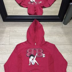Vintage 2000s Kids / Juniors Betty Boop BB Logo Pullover Hoodie With Pins 