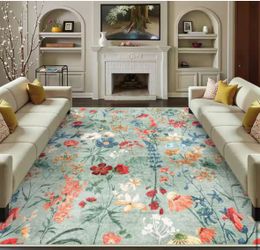 April Green 8 ft. x 10 ft. Floral Washable Area Rug