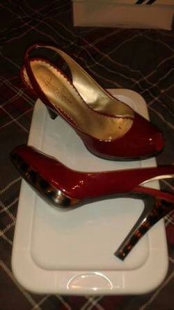 Red w/ leopard-print heels