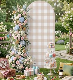 Gingham Check Arch Backdrop Covers 7.2 FT