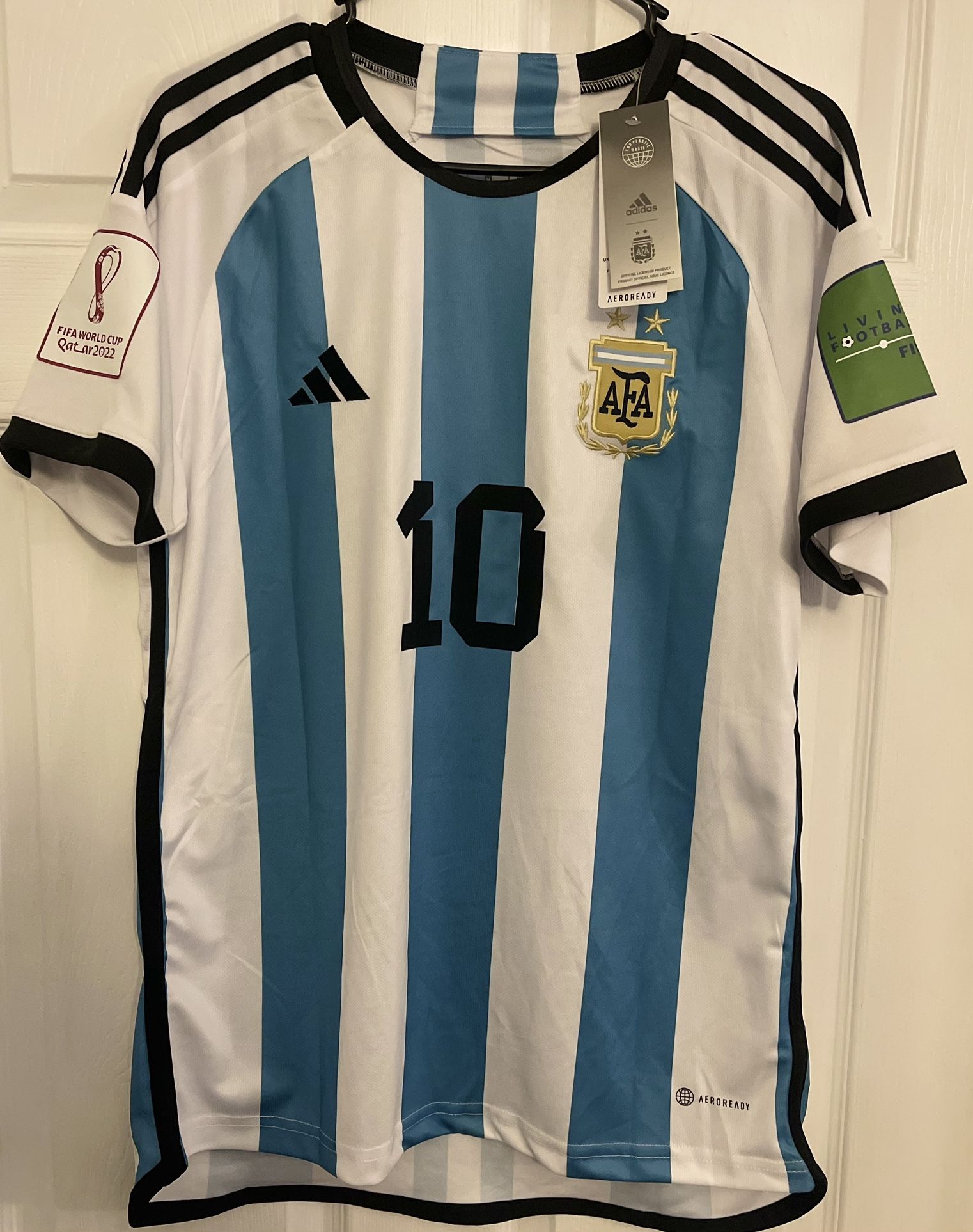 Medium Messi Argentina World Cup Jersey 2022 W/ Qatar Patches