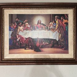 Framed Last Supper Wall Art (Large, Ready to Hang)