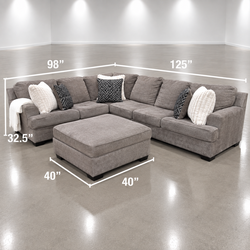 4-Piece L-Sectional Sofa Couch with Ottoman and Storage