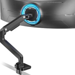 ARES WING Ultrawide Monitor Arm for 17 to 49 Inch Heavy Duty Curved Screen, Holds 44 Lbs, Adjustable Gas Spring Monitor Arm Desk Mount with C Clamp