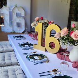 Birthday Number 16, Gold And White With Lights