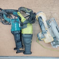 Package Deal Makita Sawzall Roby Sawzall DeWalt Circular Saw Battery With A USB Adapter To It