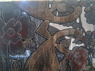 Black Ornate Velvot Embrodered Peacock Scarf