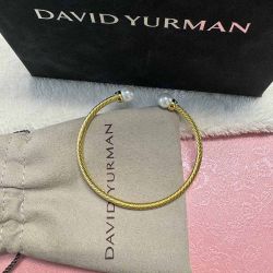 David Yurman 18k Yellow Gold Pearl Open Bracelet