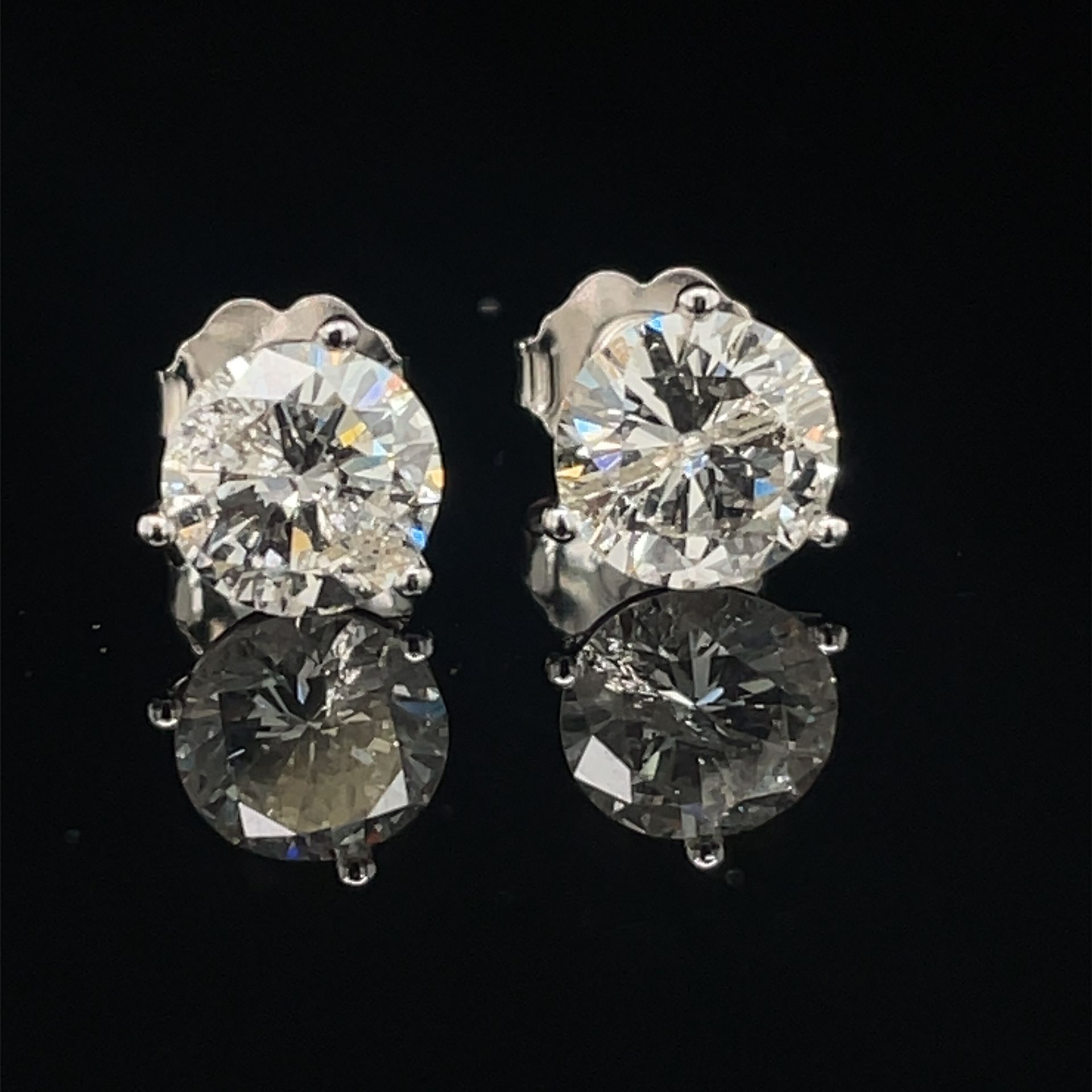 2.00-Carat Diamond Stud Earrings, I1, J in 14KT White Gold Martini Setting