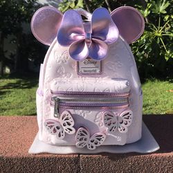 DISNEY LOUNGEFLY MINNIE MOUSE PINK BUTTERFLY MINI BACKPACK 