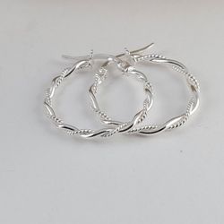 ❤️ Sterling Silver Twist Wrap Hoop Earrings 